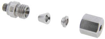 Stainless steel compression fitting with two piece ferrule design